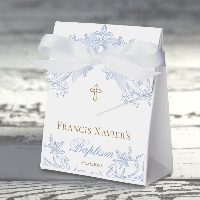  watercolor blue crest baby boy Baptism Favour Box (Creator Uploaded)