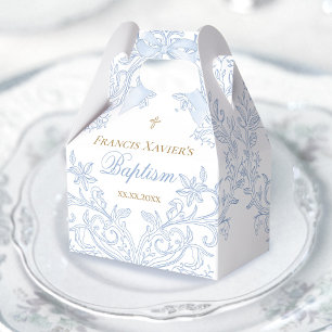watercolor blue crest Baptism Favour Box
