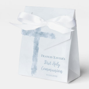 watercolor blue cross First Communion Favour Box