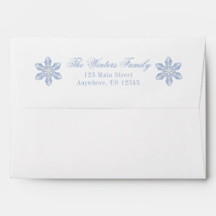 Watercolor Blue Designer Snowflake Christmas Envelope