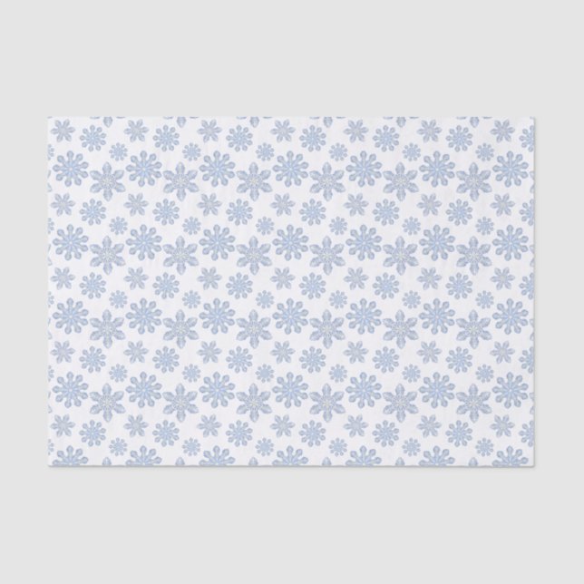 Watercolor Blue Designer Snowflake Tissue Paper (Front)