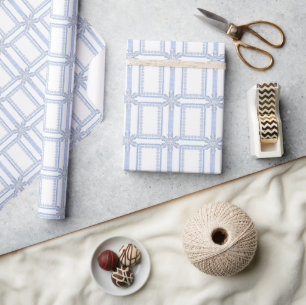 Watercolor Blue Designer Snowflake Wrapping Paper