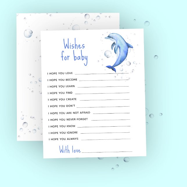 Watercolor blue dolphin - wishes for baby (Creator Uploaded)