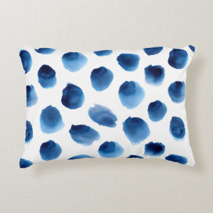 Watercolor Blue Dots: Hand Painted Seamless Decorative Cushion