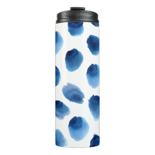 Watercolor Blue Dots: Hand Painted Seamless Thermal Tumbler
