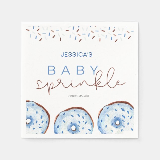 Watercolor blue Doughnuts Baby Sprinkle Shower  Napkin (Front)
