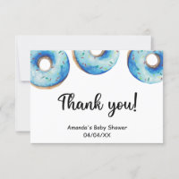 Watercolor blue doughnuts thank you card