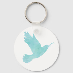 Watercolor Blue Dove Key Ring