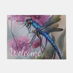 Watercolor Blue Dragonfly, Personalise   Doormat