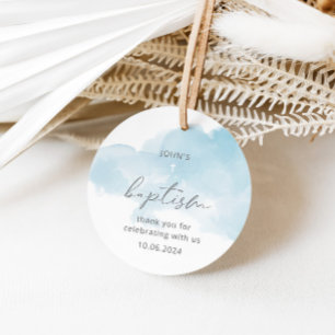 Watercolor blue elegant boy baptism  favour tags
