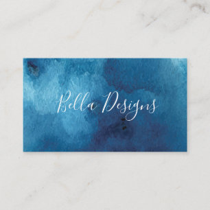 Watercolor Blue Elegant Business Card