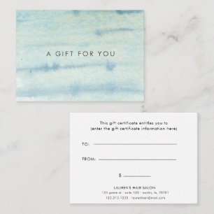 Watercolor Blue Elegant Gift Certificate