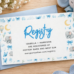 Watercolor Blue Elephant Boy’s Baby Shower Enclosure Card
