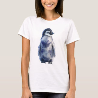 Watercolor Blue Emperor Penguin Chick Women T-Shirt