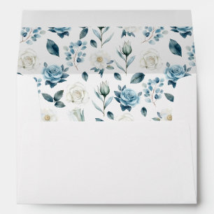 Watercolor Blue Eucalyptus Flowers Personalised Envelope
