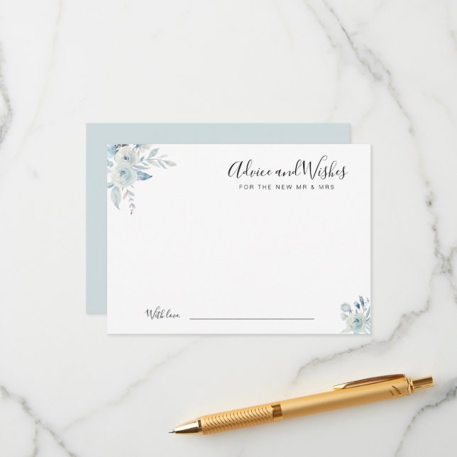 watercolor blue floral advice and wishes card (Front/Back In Situ)