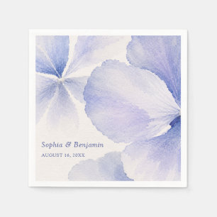 Watercolor Blue Floral Garden Party Custom Wedding Napkin