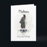 Watercolor Blue Floral Graduation Brunette Girl Card<br><div class="desc">Elegant watercolor graduation girl illustration card with inspirational message. // Can be customised to suit your needs. © Gorjo Designs. Made for you via the Zazzle platform. // Looking for matching items? Other stationery from the set available in the ‘collections’ section of my store. // Need help customising your design?...</div>