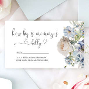Watercolor Blue Floral How Big is Mummy's Belly Enclosure Card