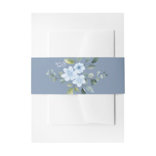 Watercolor Blue Floral Invitation Belly Band