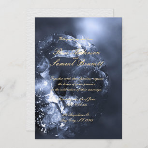 Watercolor Blue Floral Monogram Wedding Invitation