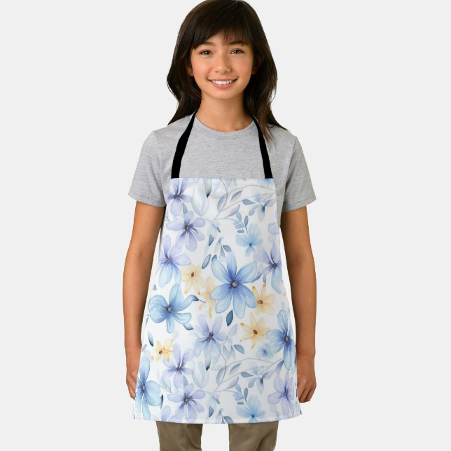 watercolor blue floral seamless  apron (Insitu)