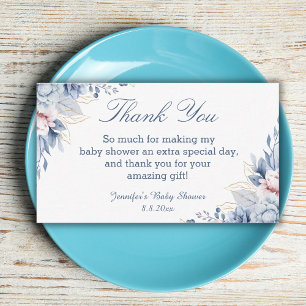 watercolor blue floral  thank you baby shower  card