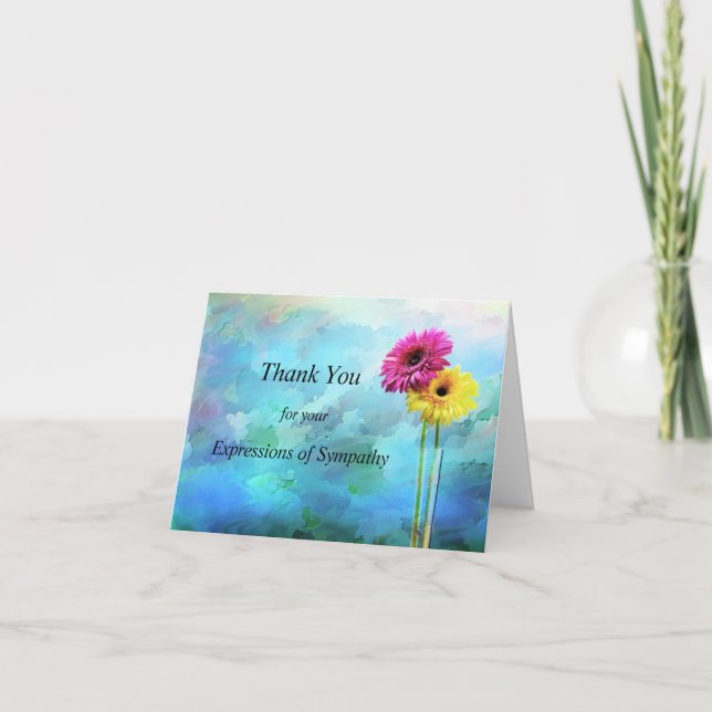 Watercolor Blue Floral Thank You Sympathy Card (Front)