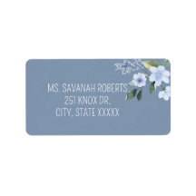 Watercolor Blue Floral Wedding Return Label