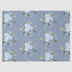 Watercolor Blue Floral Wedding Wrapping Paper 