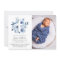 watercolor blue florals Baptism photo invitation
