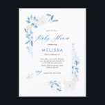 Watercolor Blue Flower Baby Shower Invitation  Postcard<br><div class="desc">Blue watercolor flower design</div>