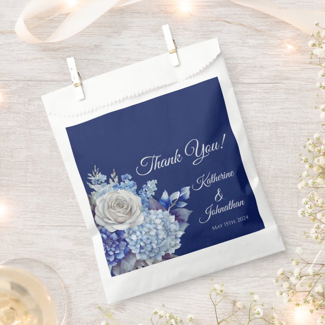 Watercolor Blue Flower Bouquet-Wedding- Favour Bags (Clipped)