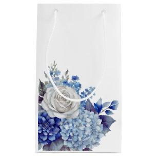 Watercolor Blue Flower Bouquet-Wedding- Small Gift Bag