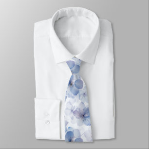 Watercolor Blue Flower Pattern Tie
