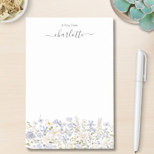 Watercolor Blue Flowers Elegant Monogram Floral Post-it Notes