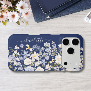 Watercolor Blue Flowers Floral Botanical Elegant