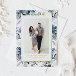 Watercolor Blue Flowers Happy Hanukkah Photo<br><div class="desc">Happy Hanukkah! Send warm holiday greetings to your family and friends with this customisable gold foil Hanukkah card. It features a watercolour pattern of blue flowers. Personalise this watercolour photo Hanukkah card by adding your details. This botanical Hanukkah card is available in a variety of cardstock.</div>