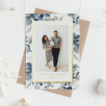Watercolor Blue Flowers Happy Hanukkah Photo Foil Holiday Card<br><div class="desc">Happy Hanukkah! Send holiday cheer to friends and family with this whimsical,  elegant and festive photo holiday card. This Hanukkah card features watercolor blue flowers. Personalise by adding your details. This gold foil Hanukkah card is available in colours are available.</div>