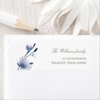 watercolor blue flowers label