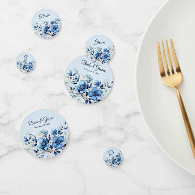 Watercolor Blue Flowers Table Confetti (Group)