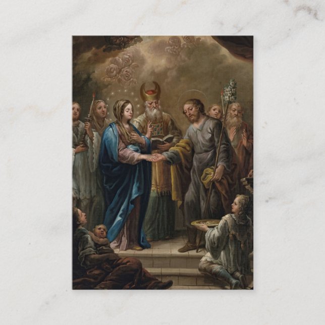 Watercolor Blue Flowers Wedding Prayer Card  (Front)