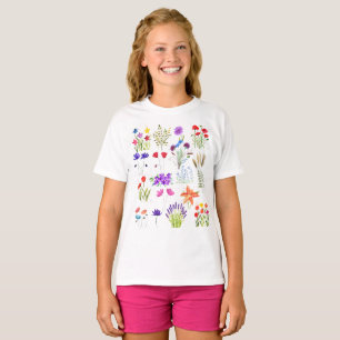 Watercolor Blue Flowers Wildflowers Summer Nature T-Shirt