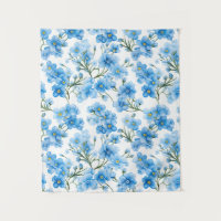 Watercolor Blue Forget Me Not Flower Pattern