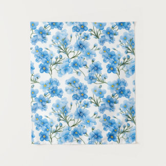 Watercolor Blue Forget Me Not Flower Pattern Tapestry