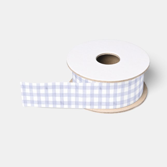 Watercolor Blue Gingham Grosgrain Ribbon (Spool)