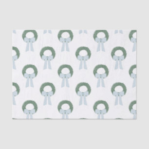 Watercolor Blue Gingham Sash Wreath Tissue Paper