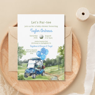 Watercolor Blue Golf Baby Shower Invitation