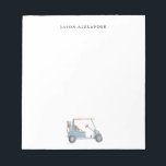 Watercolor Blue Golf cart Personalised  Notepad<br><div class="desc">Hand painted watercolor golf cart and golf bag Personalised note pad,  make perfect gift for golf lovers.</div>