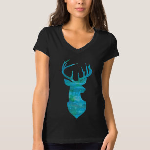 Watercolor Blue Green Deer T-Shirt